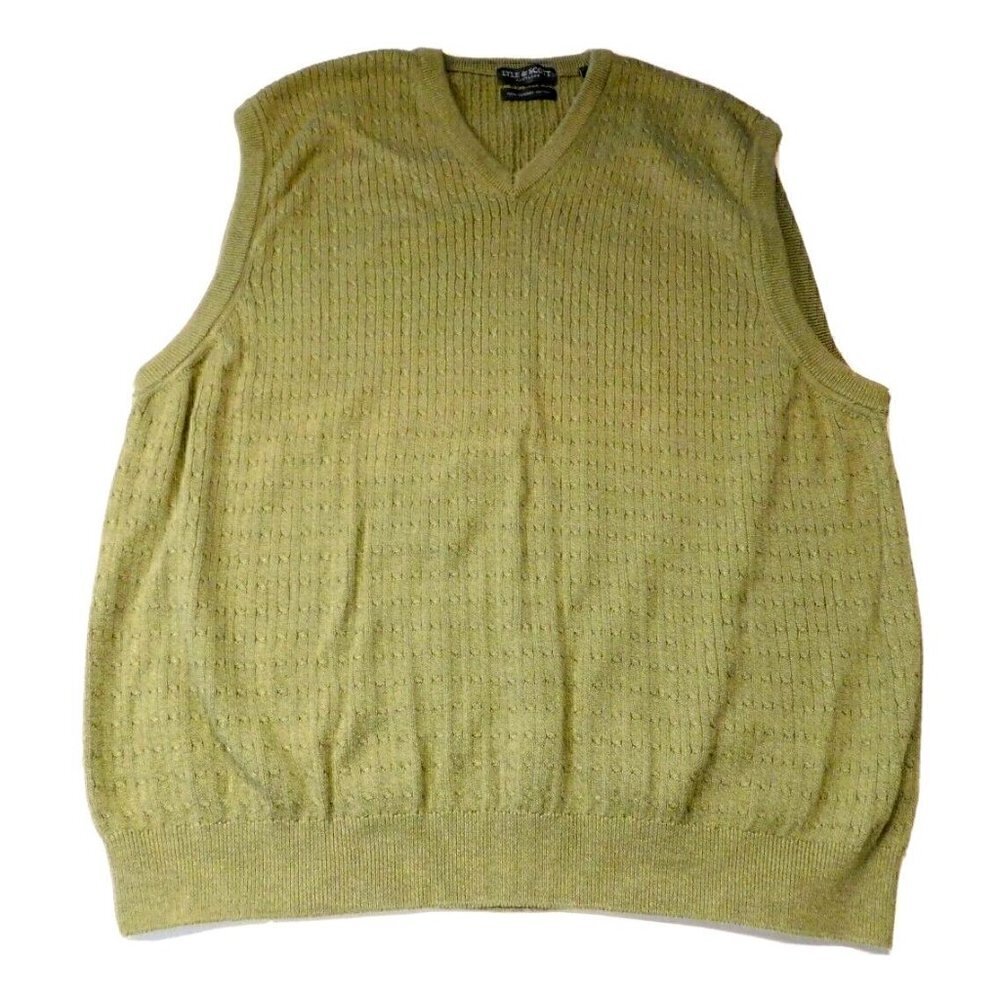 LYLE & SCOTT light green combed cotton grandpa vest sweater men's size XL